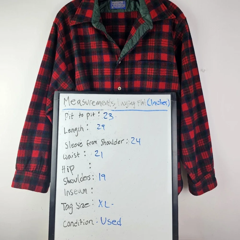 Pendleton Red Plaid Macduff Tartan‎ WOOL Flannel Shirt XL Mens Button Front LS